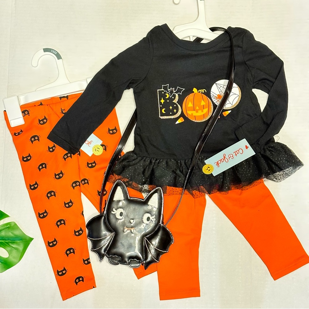Cat & Jack Pumpkin, Cat & Bat Halloween Lot NWT